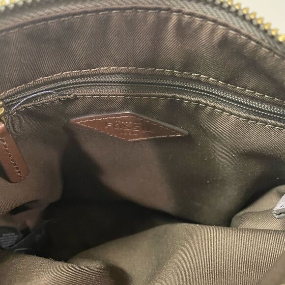 Fossil Grey Leather Crossbody purse handbag - Picture 6 of 9